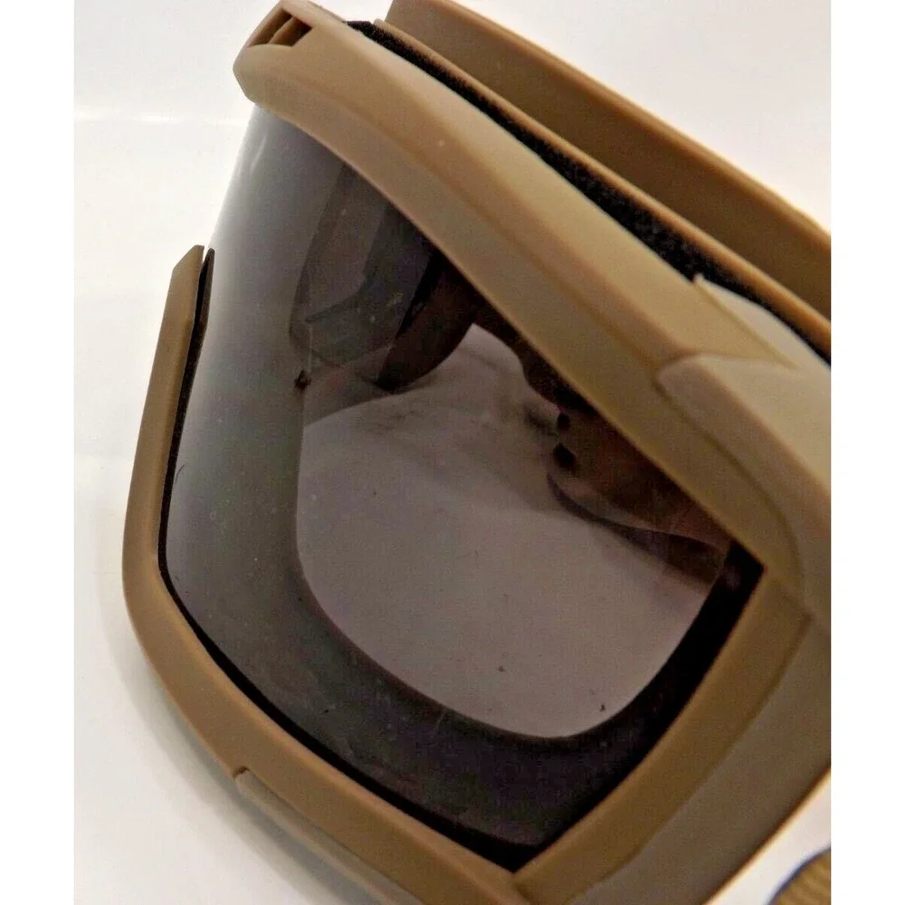 Tactical Windproof dark shade Coyote brown Airsoft adjustable safety goggles